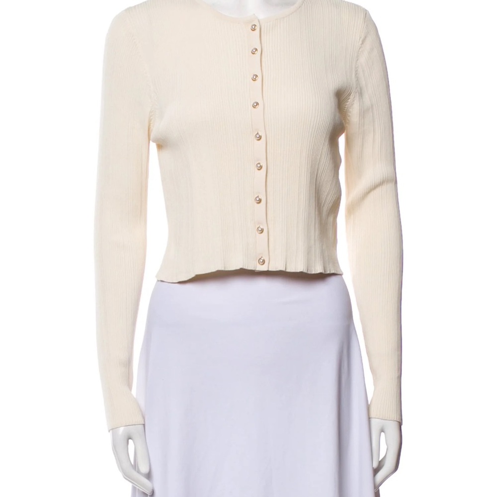 Ribbed Button-Front Cardigan in Cream
